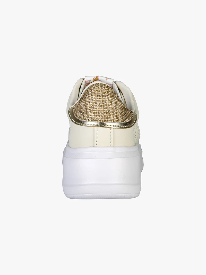 Sneakers donna stringate con suola alta - beige