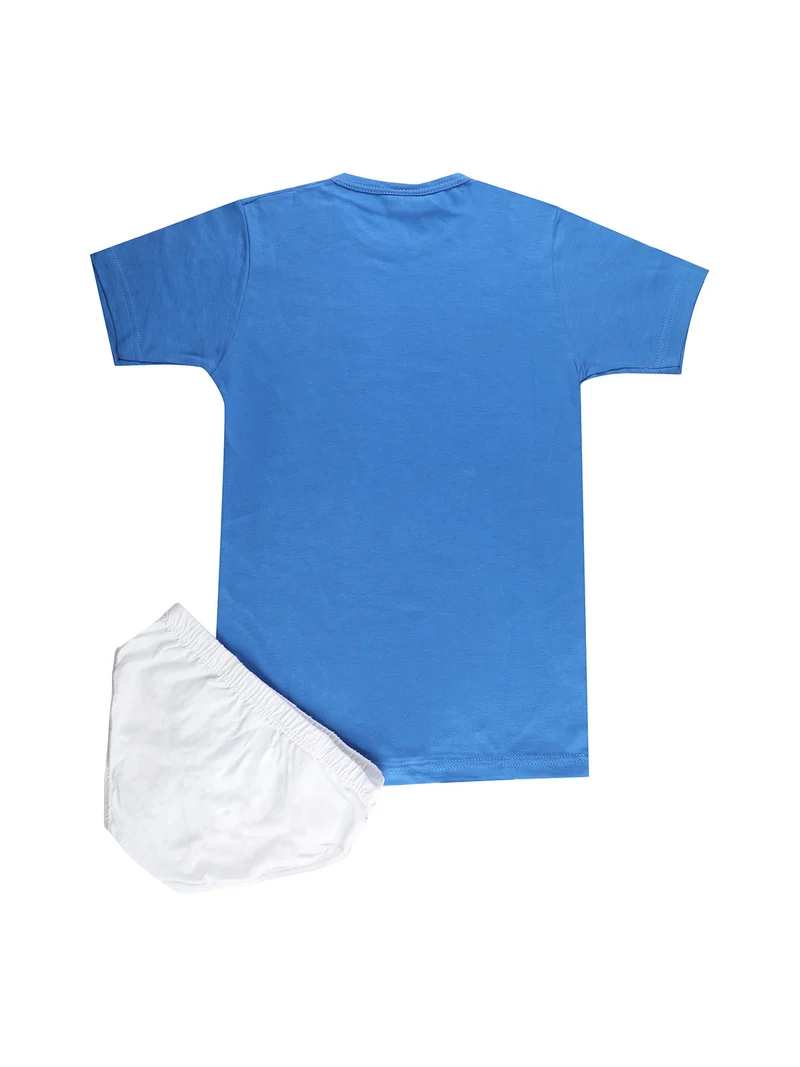 Completo intimo 2 pezzi slip + t -shirt - blu