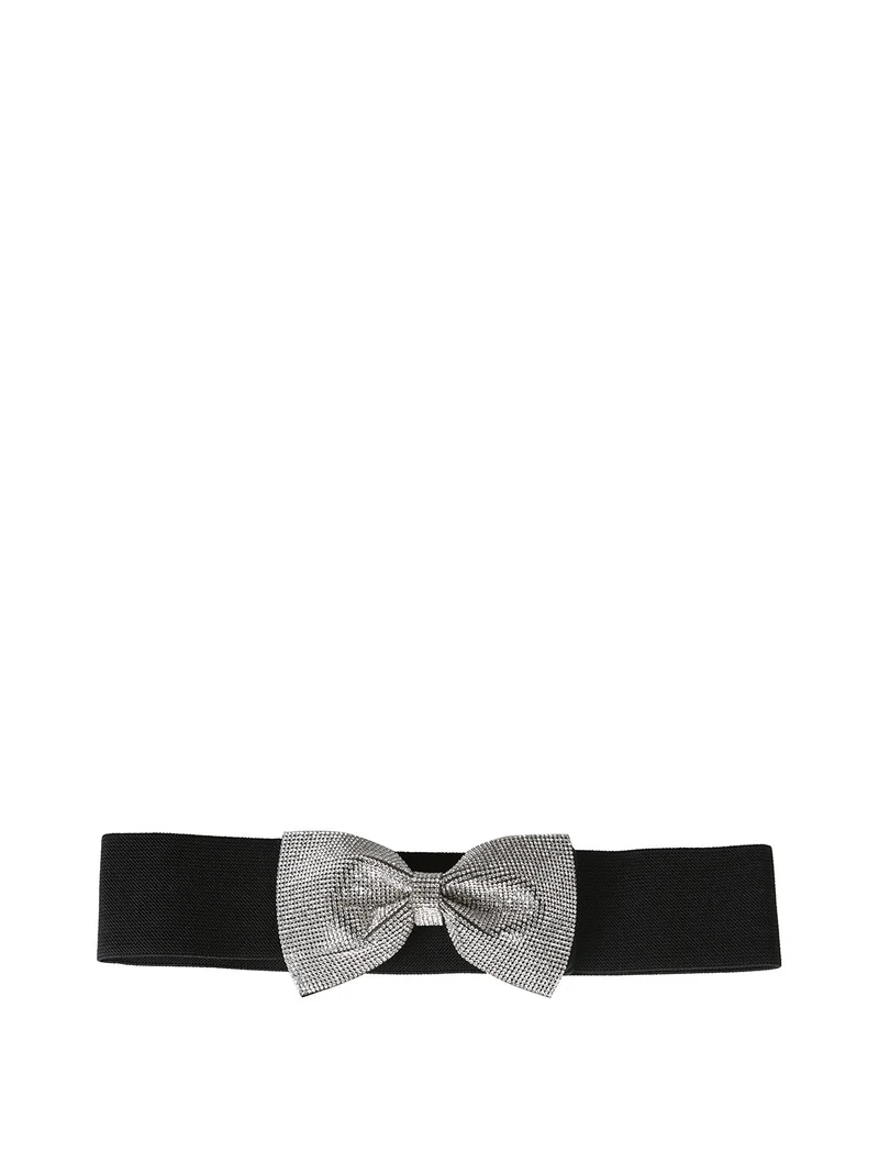 Cintura stingivita da donna con fiocco di strass - nero