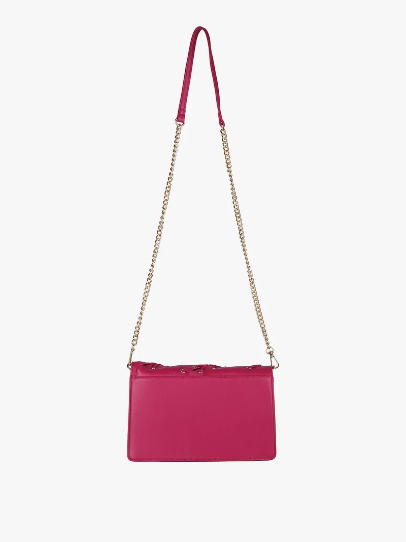 Borsa rigida a tracolla con manico a catena - fucsia