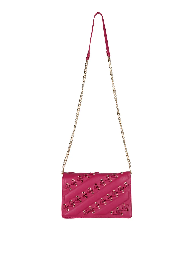 Borsa rigida a tracolla con manico a catena - fucsia