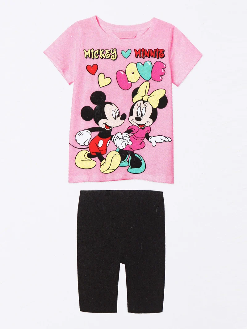 MICKEY and FRIENDS Completo bambina corto Minnie e Topolino - rosa