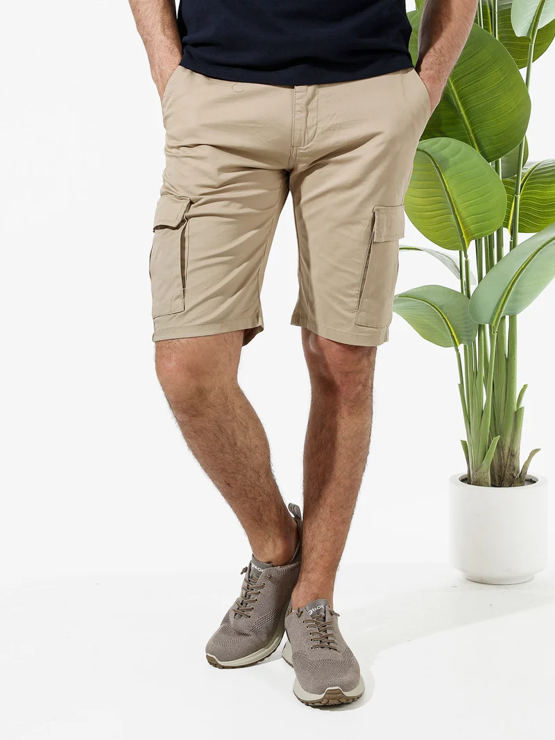 Bermuda da uomo cargo in cotone - khaki