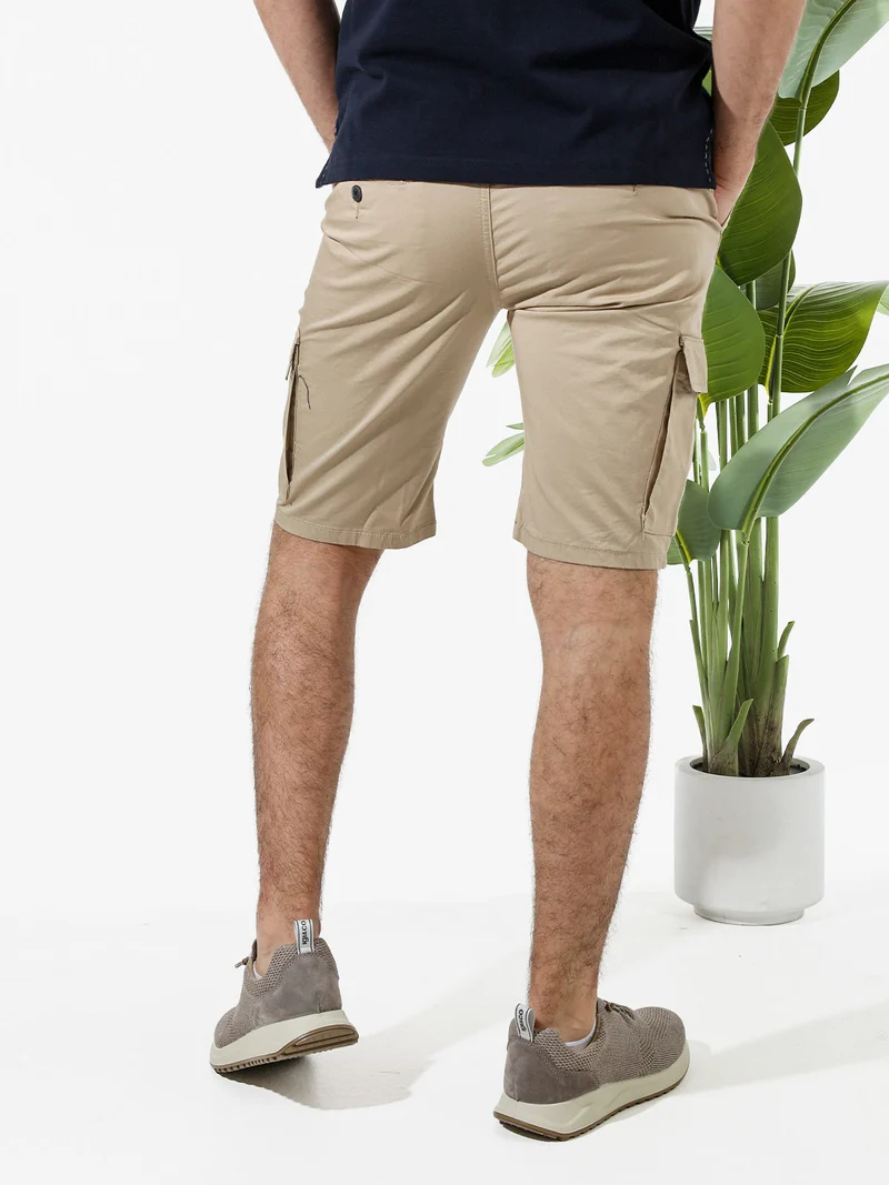 Bermuda da uomo cargo in cotone - khaki