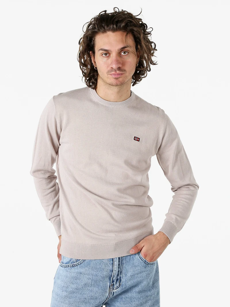 Pullover da uomo in cotone con logo - nudo