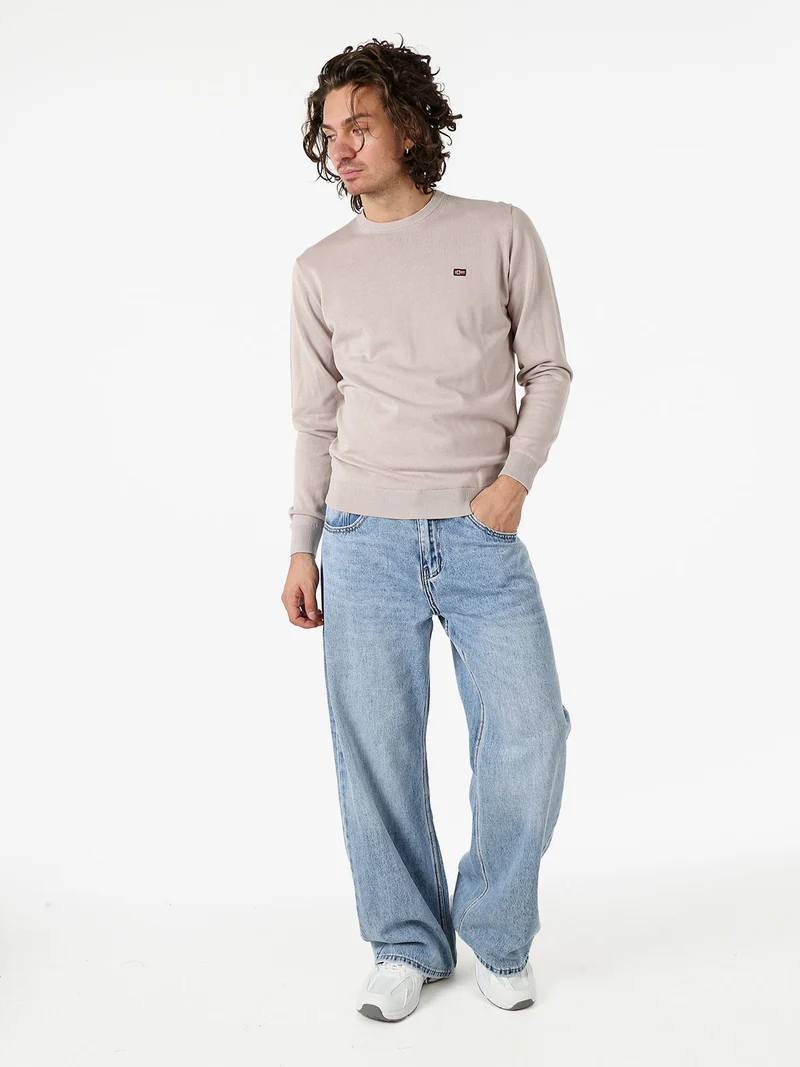 Pullover da uomo in cotone con logo - nudo
