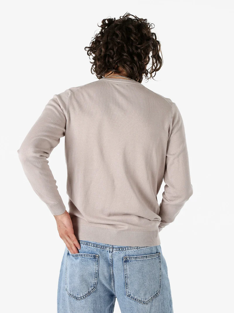 Pullover da uomo in cotone con logo - nudo