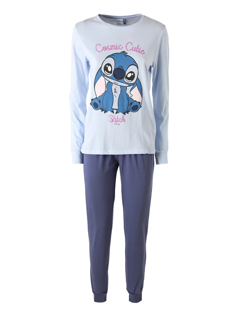 Stitch pigiama da donna in cotone con stampe - azzurro