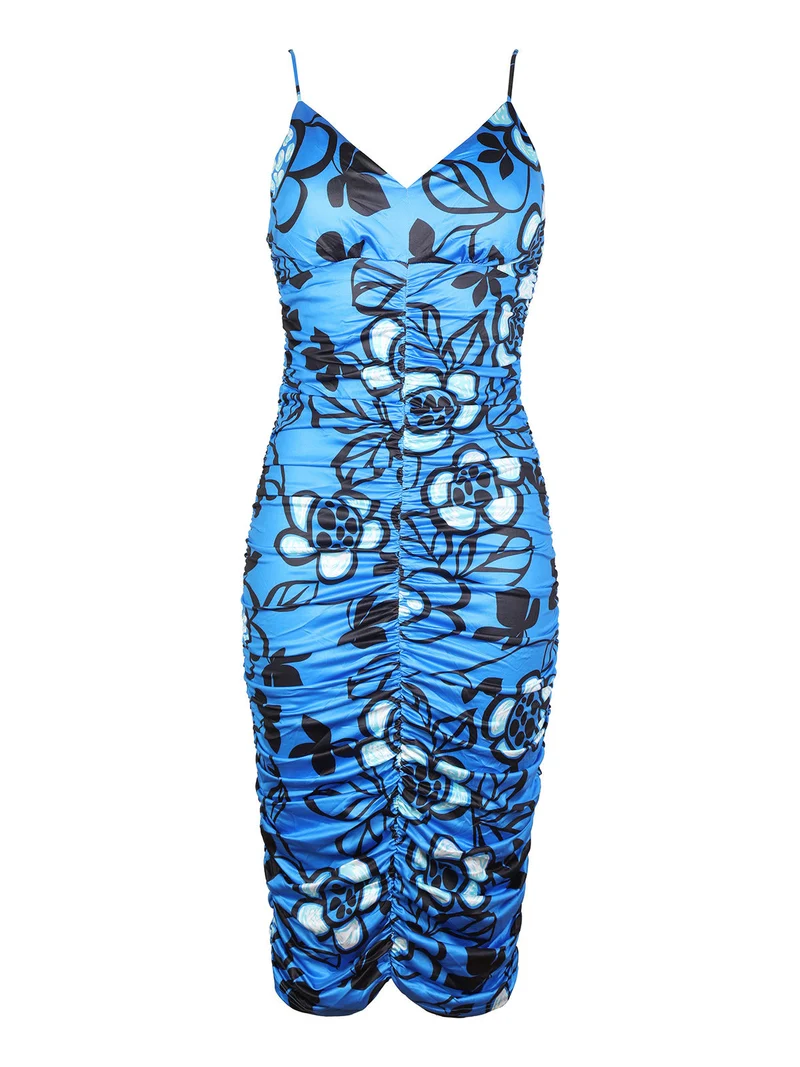 Abito a tubino donna drappeggiato - bluette