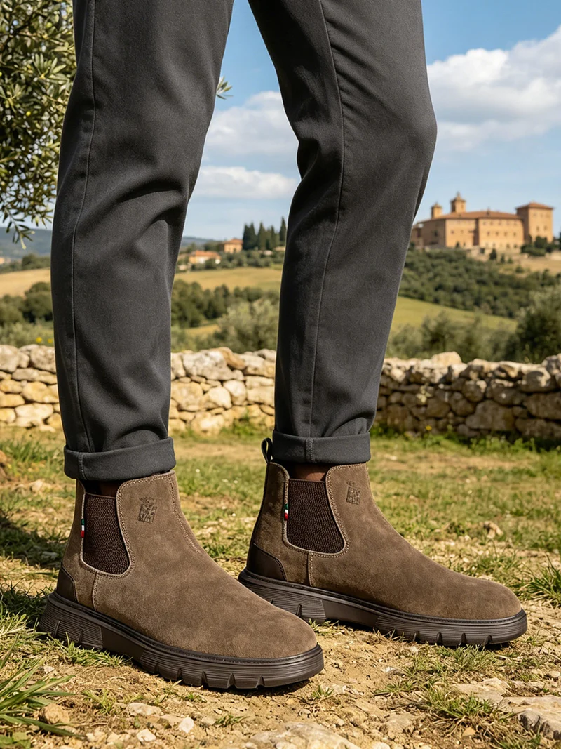Stivaletti in pelle scamosciata da uomo - taupe