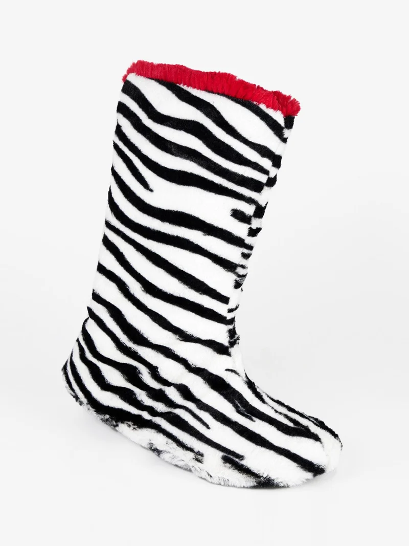 Pantofole pelose a stivaletto - bianco