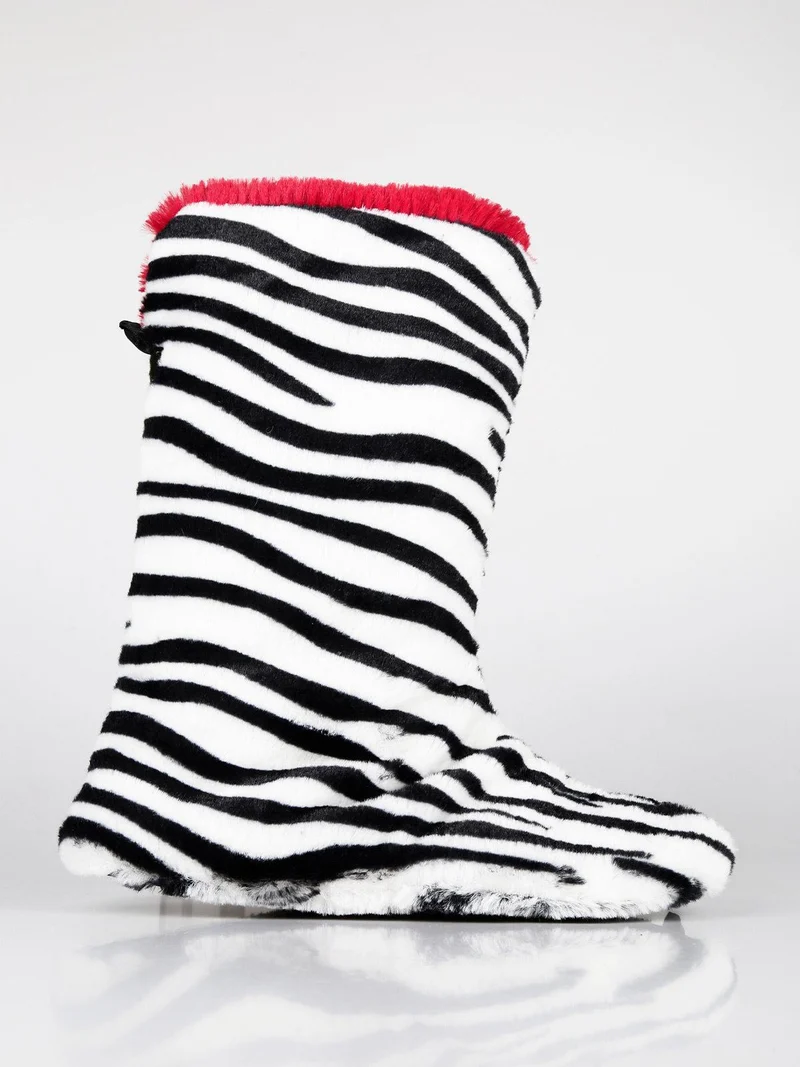 Pantofole pelose a stivaletto - bianco