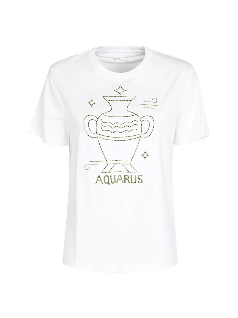 T-shirt manica corta donna segno zodiacale Acquario - bianco