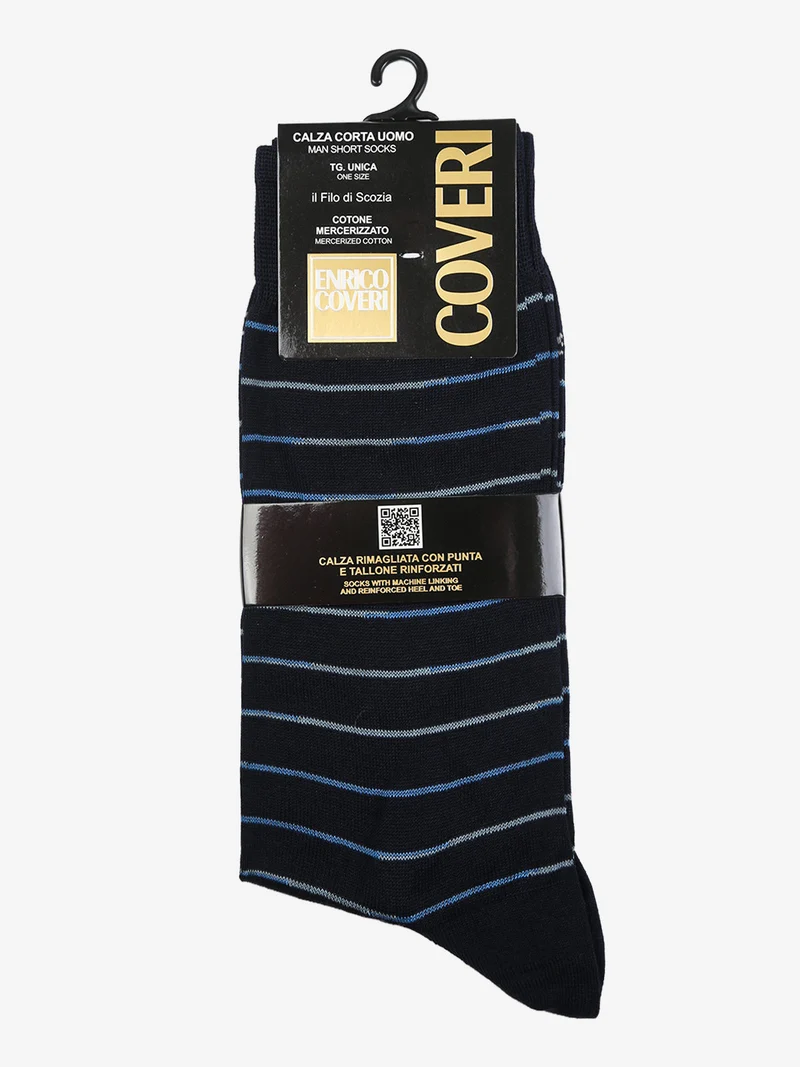 Calza corta da uomo in filo di scozia - blu scuro