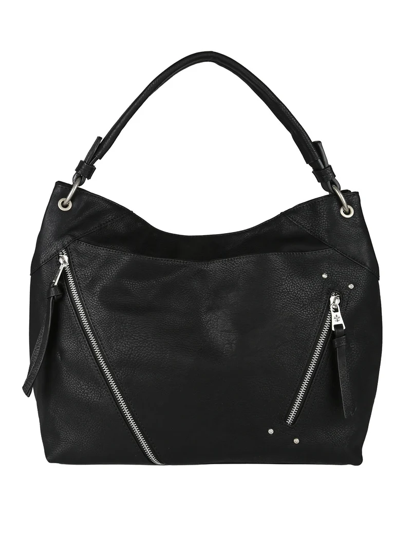 Borsa hobo da donna in ecopelle - nero