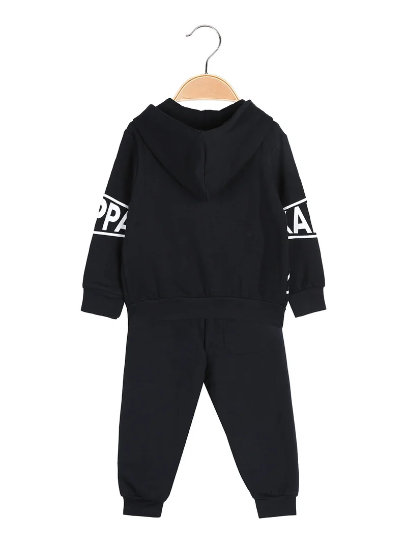 Completo tuta 2 pezzi da neonato con cappuccio e zip - blu scuro