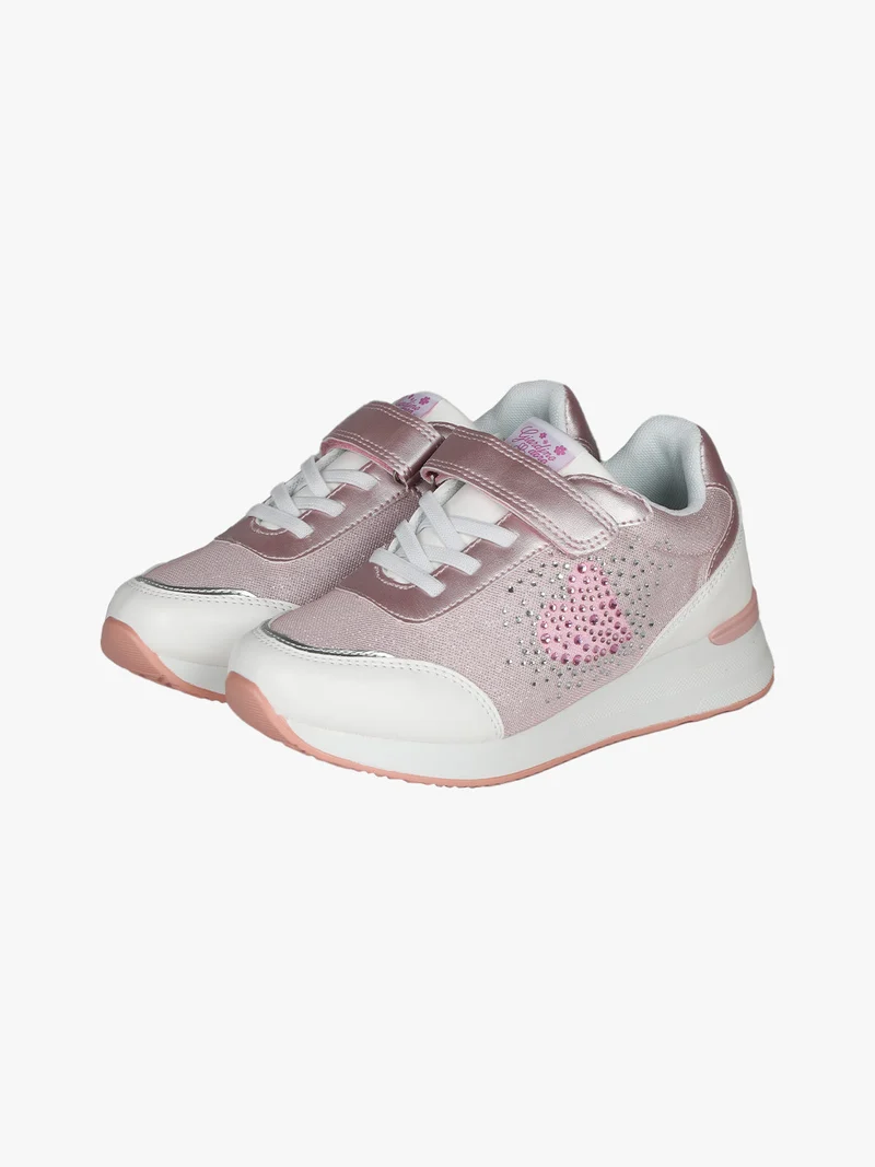 Sneakers da ragazza con zeppa e strass - rosa