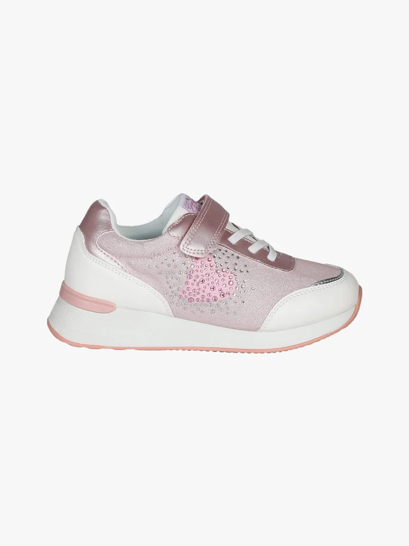 Sneakers da ragazza con zeppa e strass - rosa
