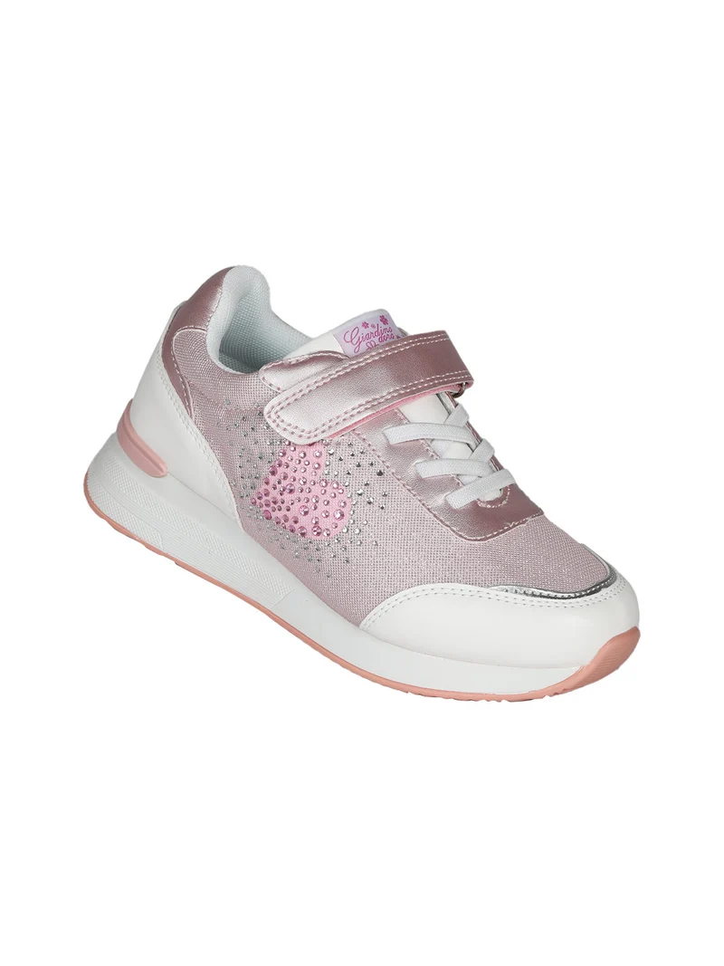 Sneakers da ragazza con zeppa e strass - rosa