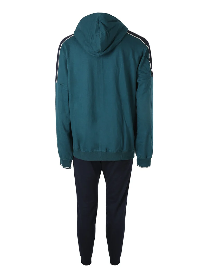 Completo tuta da uomo 2 pezzi con cappuccio e zip - ottanio