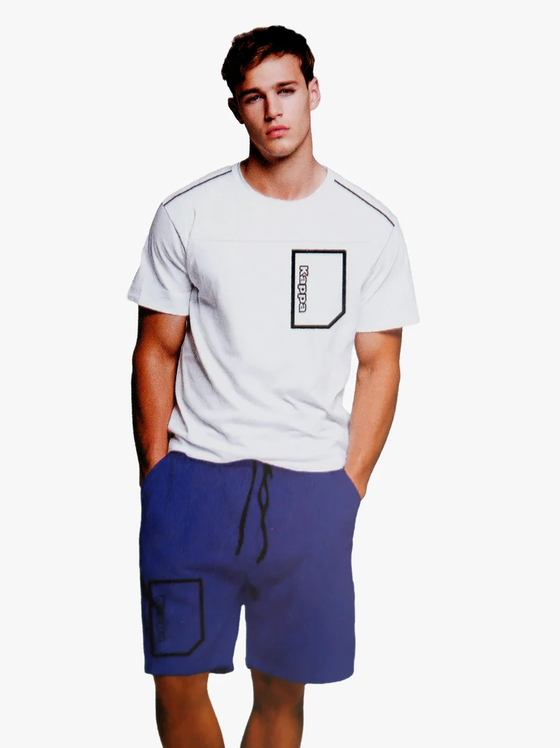 Completo corto da uomo in cotone con logo - bianco