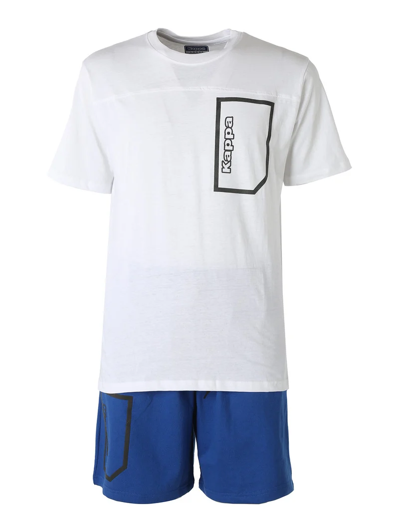 Completo corto da uomo in cotone con logo - bianco