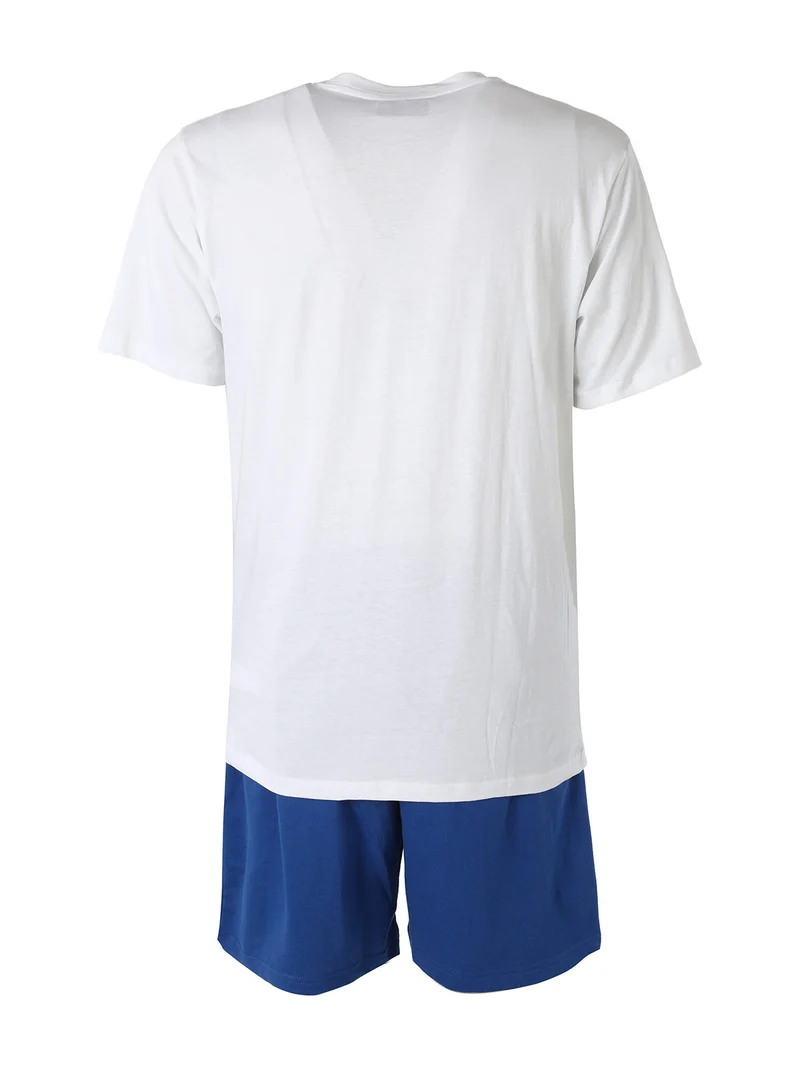 Completo corto da uomo in cotone con logo - bianco