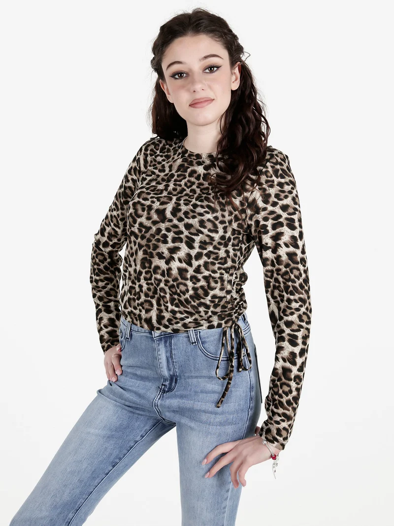 Maglia donna maculata a maniche lunghe - militare