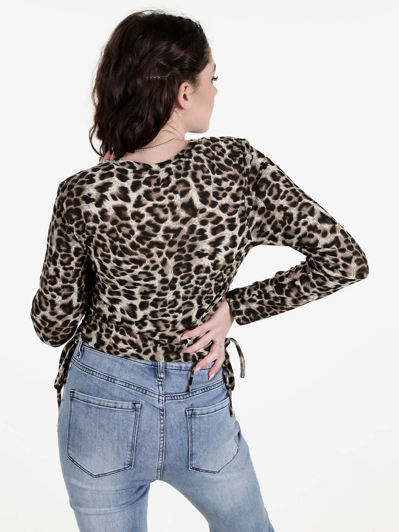 Maglia donna maculata a maniche lunghe - militare