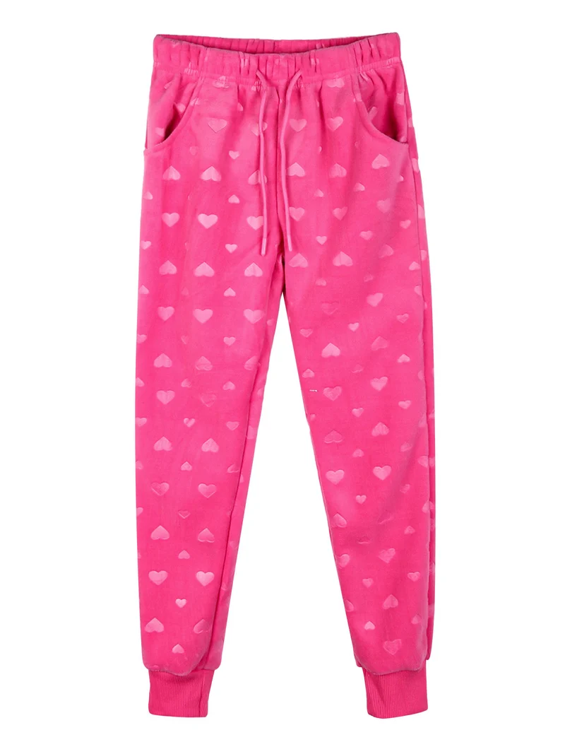 Completo tuta 2 pezzi da bambina in ciniglia - fucsia