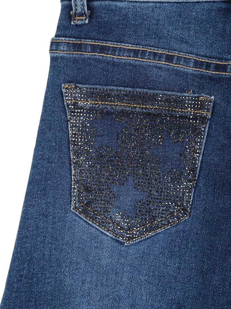 Jeans da bambina balloon con mircro borchie sul retro - jeans