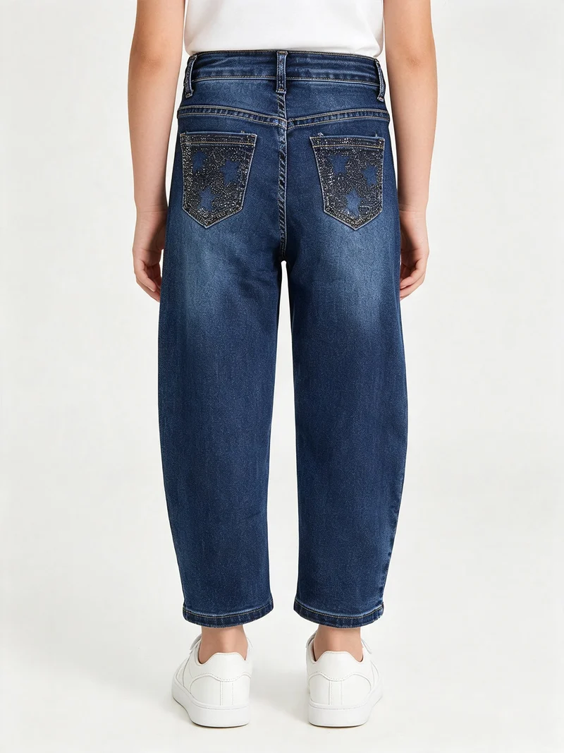 Jeans da bambina balloon con mircro borchie sul retro - jeans