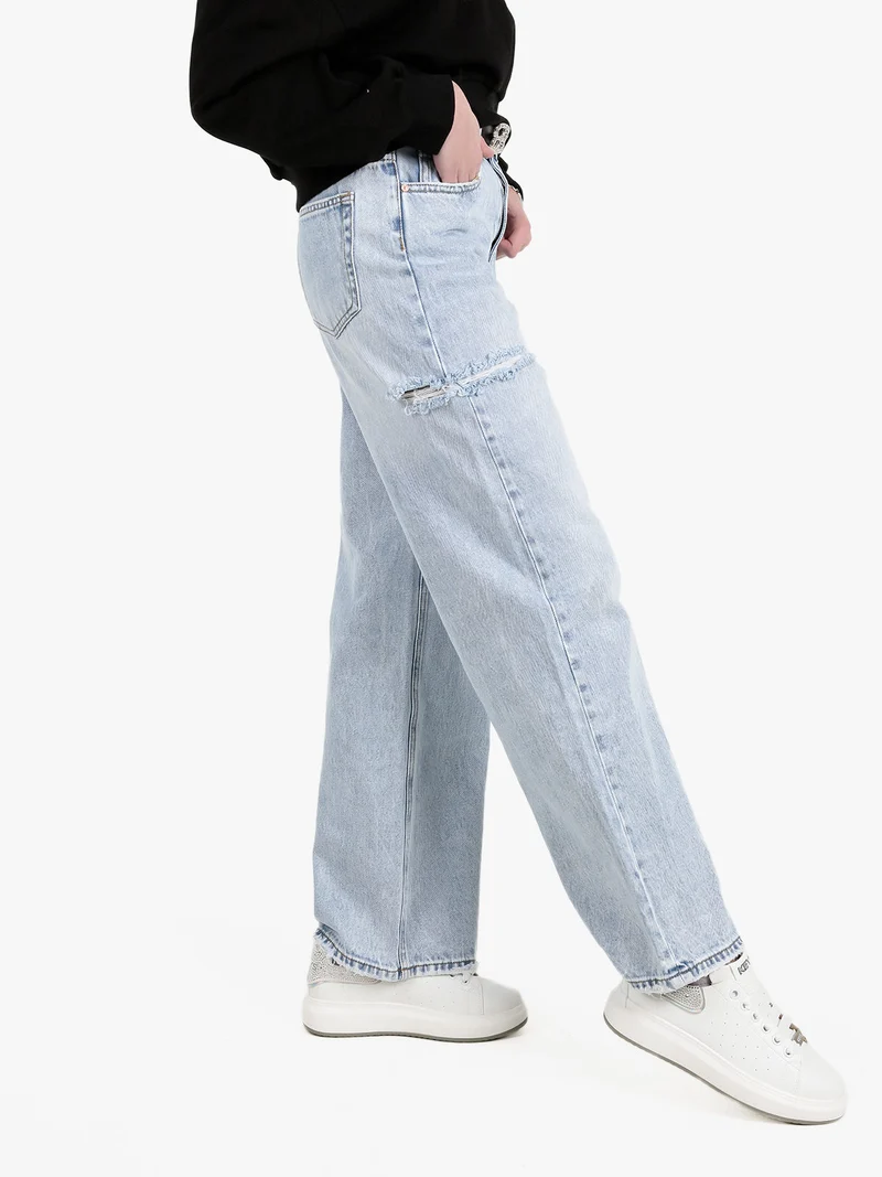 Jeans donna a vita alta con strappi laterali - jeans