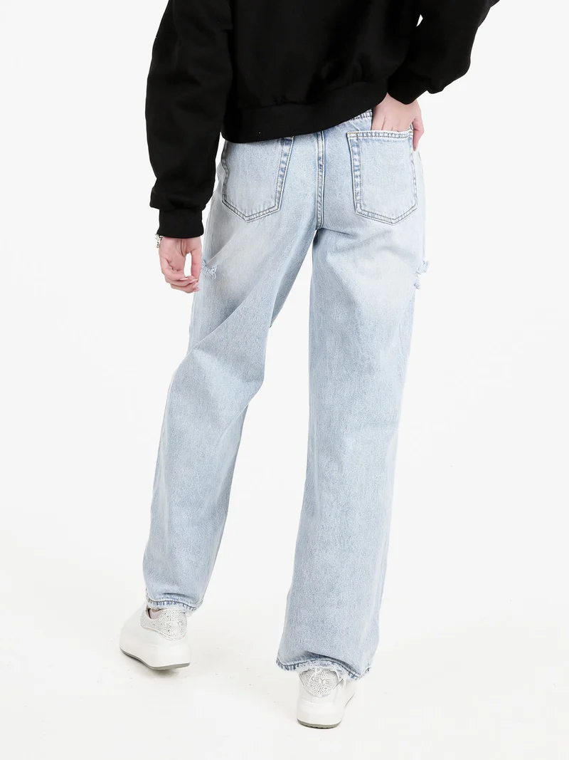 Jeans donna a vita alta con strappi laterali - jeans