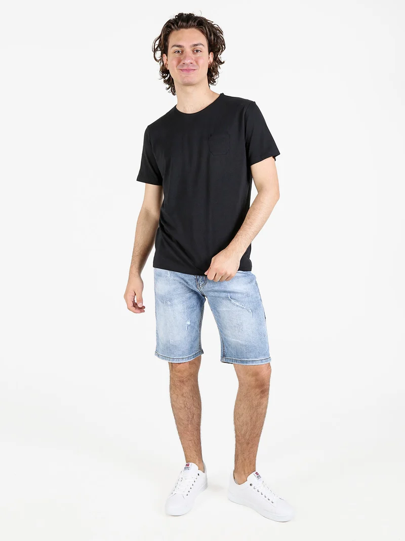 T-shirt da uomo in cotone con taschino - nero