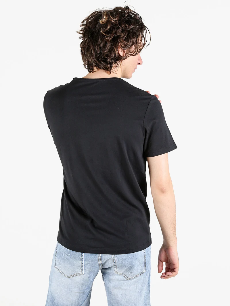 T-shirt da uomo in cotone con taschino - nero
