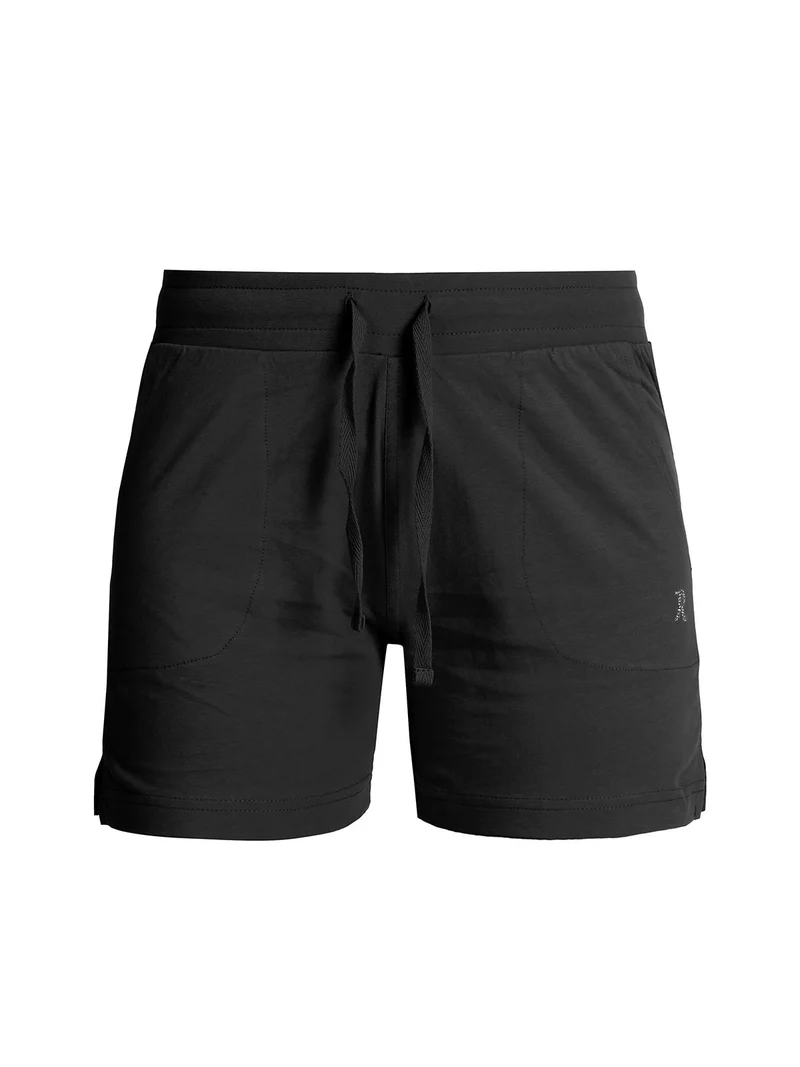 Shorts sportivi in cotone donna con coulisse - nero