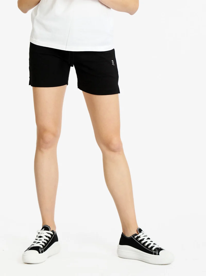 Shorts sportivi in cotone donna con coulisse - nero