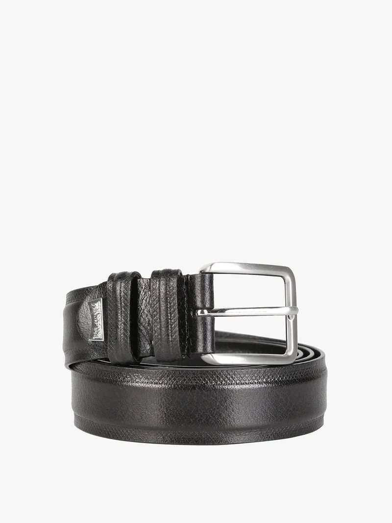 Cintura classica in pelle da uomo - nero