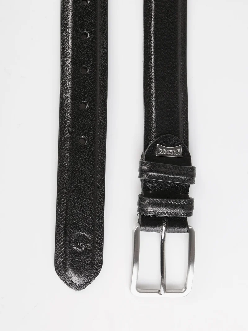 Cintura classica in pelle da uomo - nero