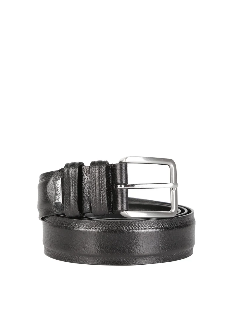 Cintura classica in pelle da uomo - nero