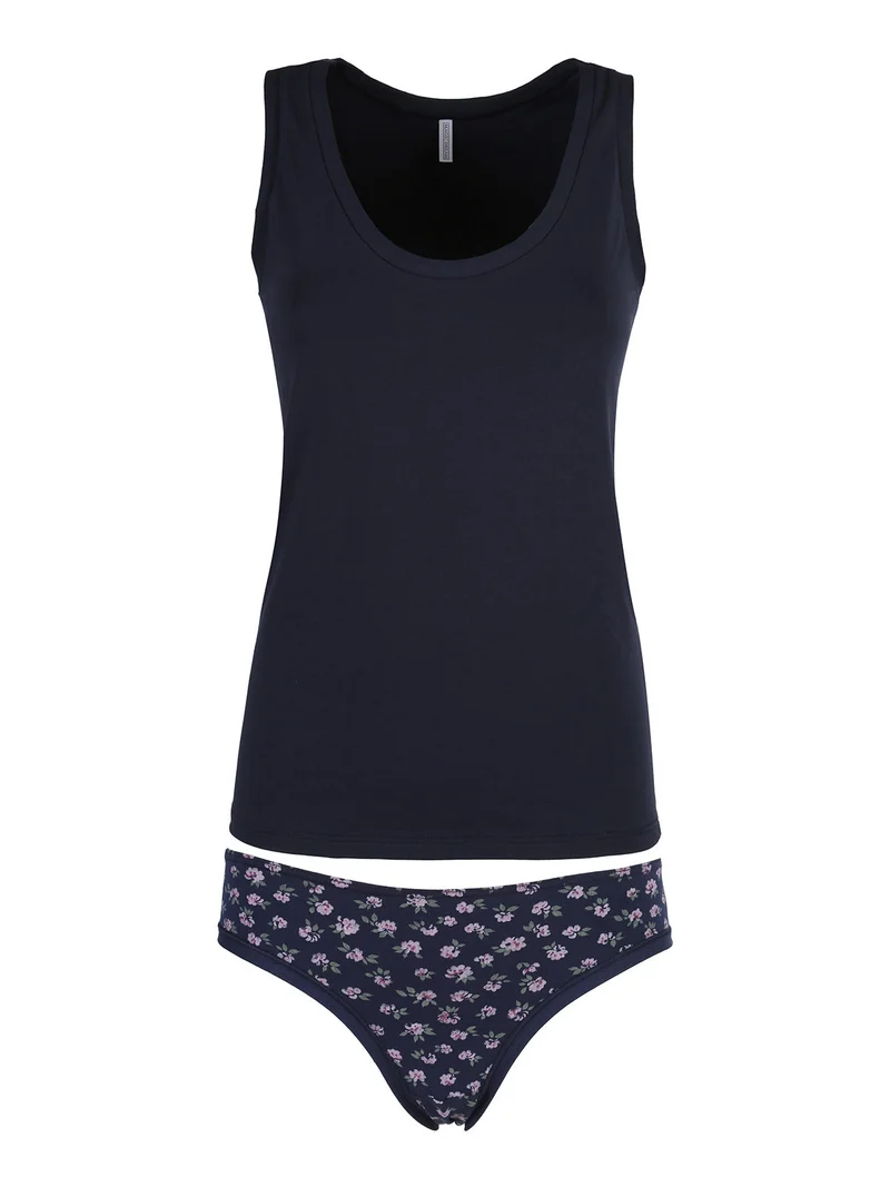 Coordinato donna intimo con top e slip - blu scuro