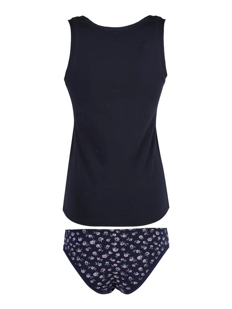 Coordinato donna intimo con top e slip - blu scuro
