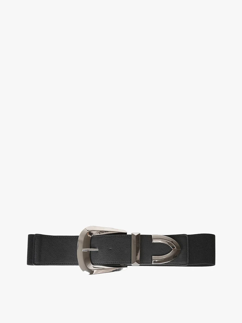 Cintura donna elasticizzata con fibbia - nero