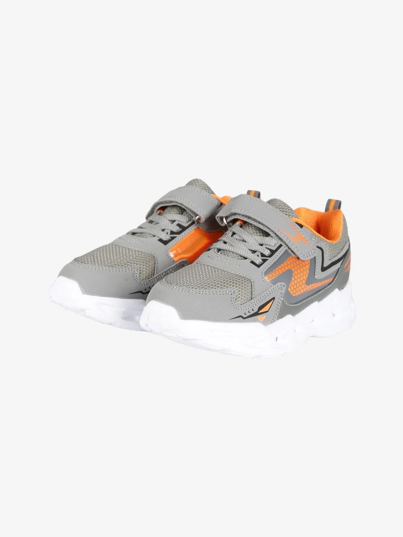 Sneakers da ragazzo con strappo e luci - grigio