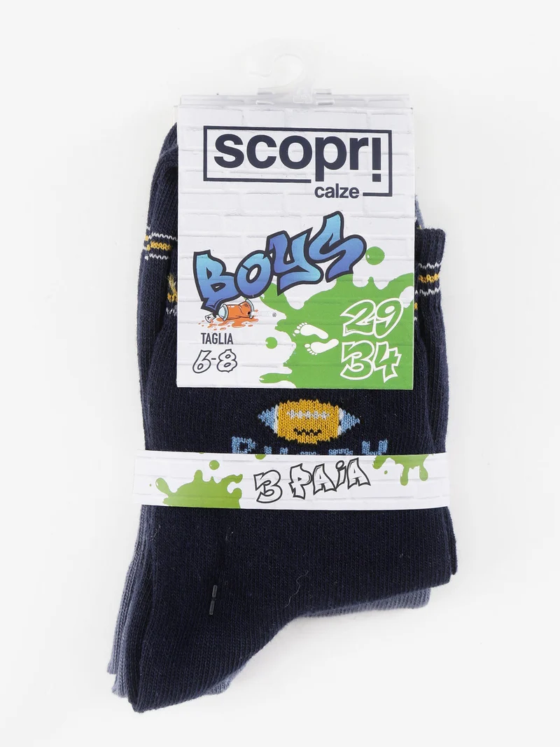 Calze lunghe da bambino confezione da 3 paia - blu scuro