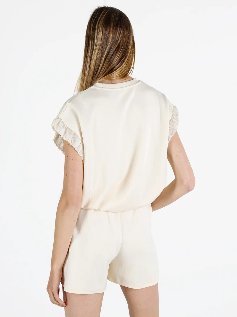 T-shirt donna con strass - beige