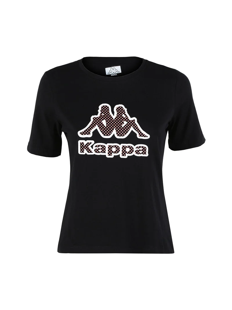 T-shirt donna in cotone con logo a pois - nero