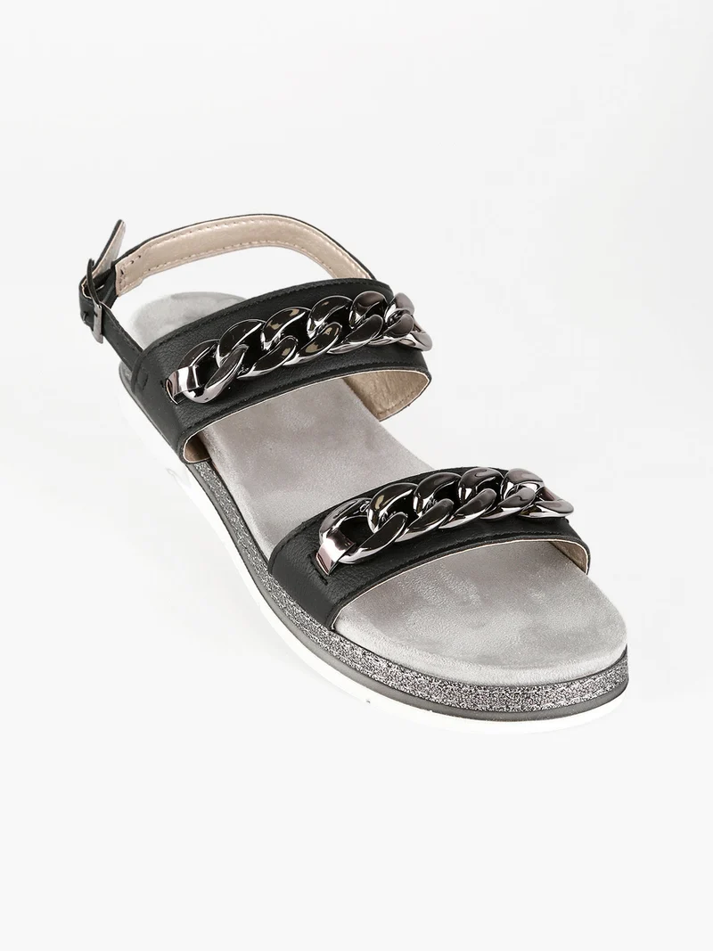 Sandali donna con catene - nero