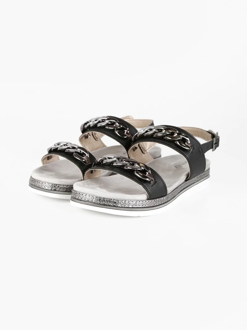 Sandali donna con catene - nero